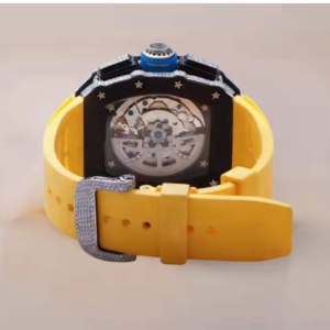 Reloj de Pulsera de Lujo con Correa Amarilla y Diamantes, Esfera Ovalada, Cuarzo Moissanita, Analógico, con Detalles de Diamantes, Superventas - Product Image 4