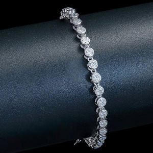 Pulsera de Diamantes en Oro Blanco para Mujer, Corte Brillante Redondo, Diamantes Naturales con Certificación GIA, Chapado en Rodio, Joyería Clásica para Bodas - Product Image 1
