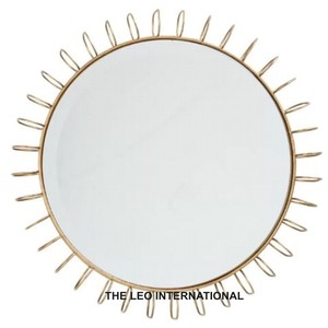 Miroir mural fantaisie design soleil éclatant, en métal et verre, couleur marron, style moderne, décorations pour la maison, prix d'usine - Product Image 3