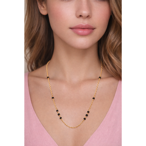 Collier élégant en or 18 carats avec perles Midnight pour femme, chaîne minimaliste à maillons Moti noirs, bijoux de mode raffinés - Product Image 1