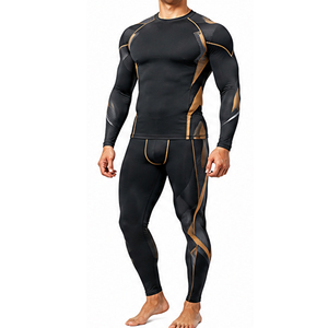 Ensemble de survêtement de sport pour hommes : T-shirt à manches longues et leggings respirants et extensibles pour la course, la gym et l'entraînement - Product Image 3