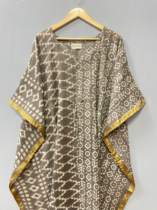 ชุดคลุมชายหาดผ้าฝ้ายแท้พิมพ์ลาย Bagru แบบอินเดีย ทำมือ ลายดอกไม้ฤดูร้อน สวมใส่สบาย ยาวคลุมเข่า - Product Image 4