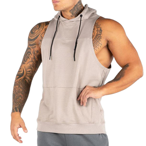 2026 OEM Men's <b>White</b> Sleeveless Hooded Knitted Solid Color Quick Dry Regular Fit Casual Summer Wear <b>Hoodie</b> For Online Sale - Product Image 5