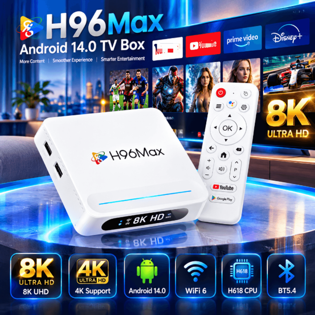 2026 8k Streaming Box H96MAX H618 Plus Device Smart TV Box Android 14.0 WiFi6 8K UHD Multiple Devices FREE Shipping Europe