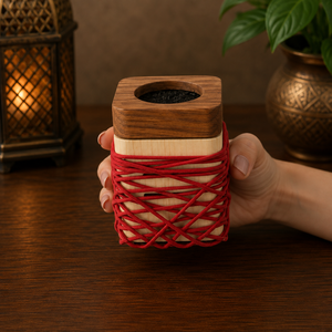 Encensoir en bois de qualité supérieure, décoratif, avec cordon rouge, brûleur de Bakhoor, porte-oud arabe, aromathérapie, cadeau islamique pour l'Aïd, décoration intérieure - Product Image 1