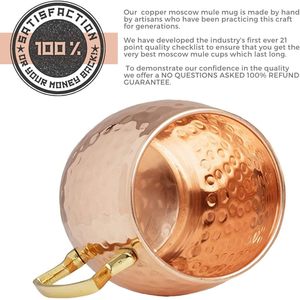 Ensemble de 6 mugs Moscow Mule en cuivre de 16 oz avec pailles et doseur, tasses 100 % cuivre pur avec poignée ergonomique à prise ferme - Product Image 4