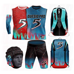 Uniformes de football américain 7v7 personnalisables pour adultes, sans manches, respirants, antibactériens, grandes tailles, sacs, manchons de bras, casque - Product Image 4
