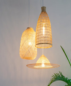 Handwoven Bamboo Basket Chandelier Rustic Farmhouse Pendant Light Natural Woven <b>Ceiling</b> Lamp Eco Friendly Supplier - Product Image 6