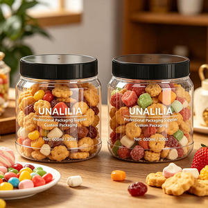 Empty Clear 600ml PET Round <b>Jar</b> - 20oz Food Grade <b>Plastic</b> Container for Candy Nuts Cookies Storage Packaging Wholesale - Product Image 5