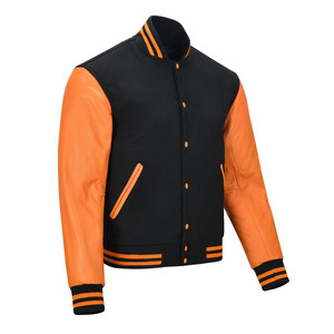 Custom <b>Leather</b> Sleeve Varsity <b>Jacket</b> With Wool Body And Chenille Letters Personalized Embroidered Letterman <b>Jacket</b> For Schools - Product Image 2