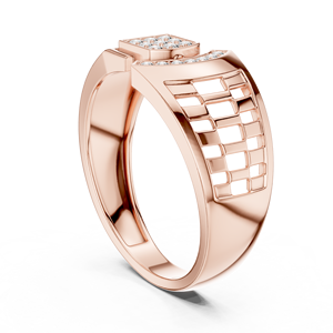 Anillo de Compromiso de Oro Rosa de 14K con Escudo Imperial y Diamante de Corte Brillante Redondo con Engaste de Puntas, Unisex - Product Image 4