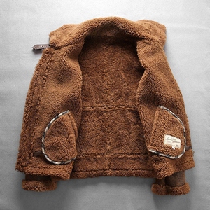Latest Winter Season <b>Bomber</b> <b>Jacket</b> for Men Genuine Leather Sheepskin <b>Shearling</b> Decoration Winter Nonwoven Leather <b>Jacket's</b> - Product Image 2