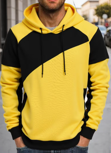 เสื้อฮู้ดผู้ชาย Tribon Sports สีเหลืองดำ แต่งสีแบบ Color Blocking ผ้า French Terry มีกระเป๋า สวมใส่สบายๆ สำหรับฤดูใบไม้ร่วง - Product Image 4