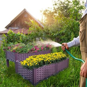 Kit di 4 Fioriere Rialzate in Plastica per Giardino, Contenitori per Coltivazione per Piante da Interno ed Esterno - Product Image 5