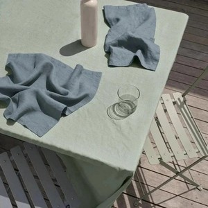 Wholesale Custom Design Wave Scalloped Edge Dinner Table Cloth Sage Green Stonewashed Linen Cotton <b>Tablecloth</b> - Product Image 3