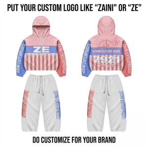 ZAINI Premium 110 GSM Polyester Windbreaker Suit Men Winter Pink White Blue Solid Hooded Custom Logo <b>Set</b> - Product Image 1