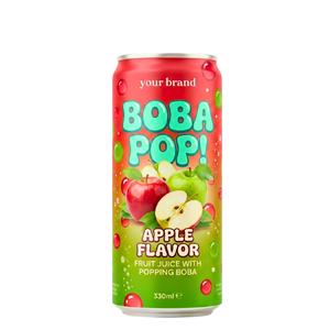 Bebida de Jugo de Boba con Sabor a Manzana, Bebida de Frutas con Boba Efervescente, Lata de 330 ml Lista para Beber, OEM, Marca Privada - Product Image 1