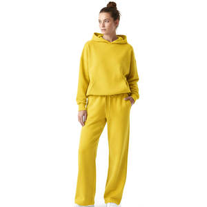 Ensemble de survêtement monochrome personnalisé pour femmes, ensemble de survêtement 280 g/m² pour marques américaines, faible MOQ. - Product Image 5