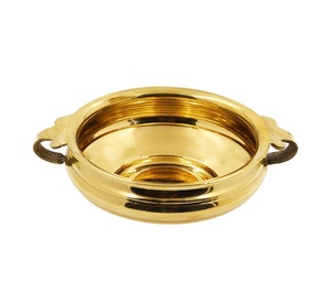 Decorative brass urli bowl with handles for flower arrangement water display <b>tabletop</b> home decor pooja festive gifting item - Product Image 2
