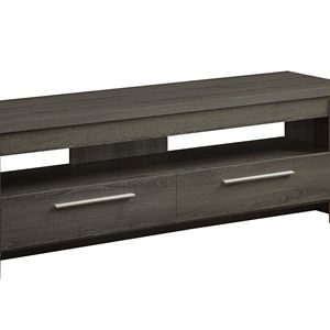 Support élégant pour console TV 2 tiroirs gris patiné de 59 pouces avec solution de rangement pratique - Product Image 3