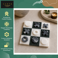 Nouveauté - Jeu de Tic Tac Toe en marbre naturel de qualité supérieure - Jeu de table éducatif décoratif XO pour enfants - Cadeau