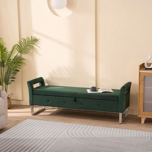 Panca Morbida in Velluto Verde da 172,45 cm con Braccioli, Comoda e in Stile Contemporaneo, per Soggiorno, Ingresso, Camera da Letto - Product Image 5