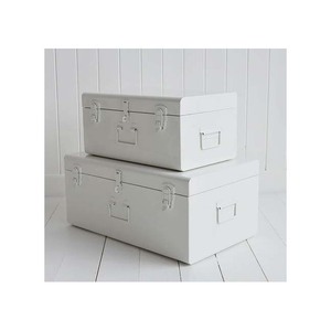 New Arrival Stylish White Iron Trunk <b>Box</b> With Customized Contemporary Decorative Storage Style For Best Selling - Product Image 1
