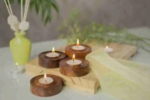 Wood <b>Candle</b> Holders with Match box Wedding <b>Gift</b> for Christmas Stand Type Tealight Holder - Product Image 6
