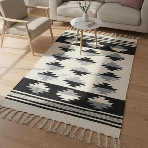 Wholesale Beautiful Cotton Handmade Washable Plush Floral Pattern Three Tone Color Floor <b>Rugs</b> for Home & <b>Camping</b> Use - Product Image 1