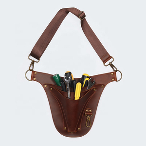 Brown Leather <b>Tool</b> Messenger <b>Bag</b> With Adjustable Strap And Multiple Pockets For Universal <b>Tool</b> Storage - Product Image 1