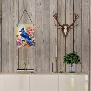 Blue Jay mur porte suspendus imprime 12x16 multicolore en aluminium métal signe pour cuisine décor à la maison porte d'entrée Plaque nouveau multicolore - Product Image 3
