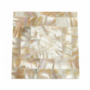 Square Mother of Pearl Coaster Set Handcrafted Shell <b>Mosaic</b> Drink Coasters Eco-Friendly Capiz Shell <b>Table</b> Mats For Coastal Home - Product Image 4