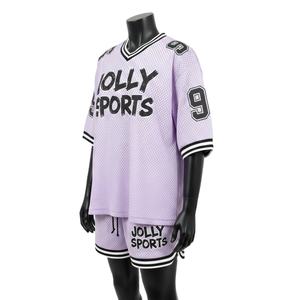 Ensemble short en jersey mesh premium pour femme, tissu sport en polyester durable, coupe décontractée, impression de logo personnalisée, ensembles pour femme 100% coton - Product Image 4