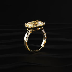 แหวนเพชรโมอิสซาไนต์ทรงเรเดียนท์คัทสีเหลือง 4 กะรัต แบบอีสต์เวสต์โซลิแทร์ ทองคำแท้ 14K ขายส่ง ผู้ผลิตเครื่องประดับสั่งทำพิเศษ - Product Image 3