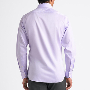 <b>Men's</b> <b>Lilac</b> Dress <b>Shirt</b> Long Sleeve Formal Button Down Turn-down Collar Solid Poplin Anti-Wrinkle Slim Fit - Product Image 3