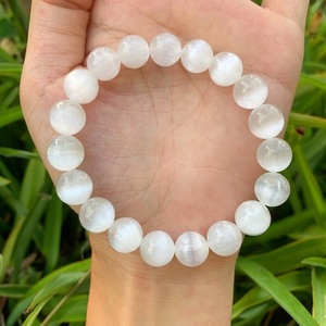 Chakralume Natural White Selenite <b>Beaded</b> <b>Bracelet</b> Unisex Gift for Healing Reiki Energy Jewelry 8mm - Product Image 4