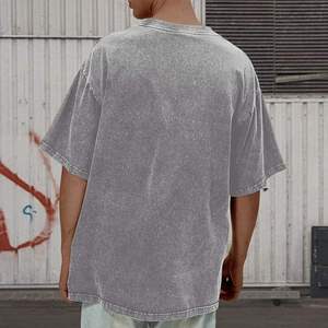Camiseta de Hombre Oversize de Manga Corta con Cuello Redondo, 100% Algodón Jersey, Estilo Casual, Color Liso, Efecto Lavado - Product Image 1