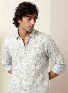 Camisa Casual con Estampado Tropical para Hombre, Manga Larga, Cuello Camisero, Transpirable, para Verano - Product Image 2