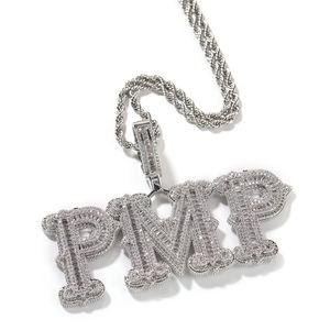 Collares de Joyería de Moda Personalizados, Collar con Colgante de Letra del Alfabeto de 26 Letras con Diamantes de Moissanita, Estilo Hip Hop, para Hombres y Mujeres - Product Image 1