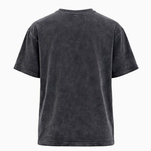 T-shirt surdimensionné en coton lavé à col rond pour homme, couleur unie, décontracté, manches courtes, coupe classique, longueur standard - Product Image 2