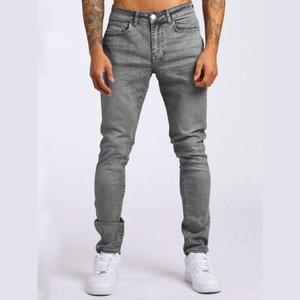 Jeans en denim sur mesure pour hommes, de haute qualité, de marque, coupe slim droite, taille haute, pour l'automne. - Product Image 3