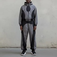 Ensemble de survêtement deux pièces pour homme, vêtements de sport, haut athlétique à manches longues avec fermeture éclair intégrale, pantalon assorti, confortable pour l'entraînement et la course