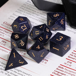 ลูกเต๋าหินคุณภาพสูง บลูโกลด์สโตน คริสตัลธรรมชาติ หินบำบัดเรกิ ลูกเต๋าหินแกะสลักแบบกำหนดเอง ชุดลูกเต๋าคริสตัลไวกิ้ง - Product Image 5