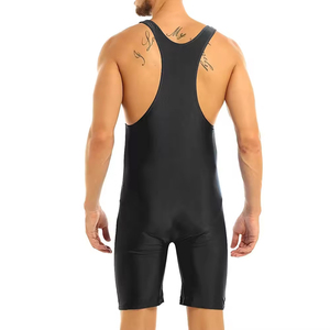 Combinaison de lutte verte pour homme, ajustée, en spandex et nylon, vêtement de sport de combat une pièce - Product Image 4