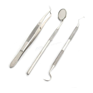Kit d'examen dentaire 3 pièces en acier inoxydable, manuel, certifié CE, classe I, matériau de haute qualité, miroir, sonde et pince à prélèvement Power Grip - Product Image 4