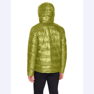 Men's Designer Light Green Puffer <b>Jacket</b> Shiny Bubble Effect Custom 100% Nylon Fabric Stand Collar <b>Waterproof</b> Wholesale Fashion - Product Image 1