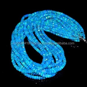 Perles de pierres précieuses opale Paraiba éthiopienne naturelle facettées en forme de rondelle pour la création de bijoux, 4-5 mm, opale de feu Welo chatoyante, vente en gros, 16 pouces - Product Image 2