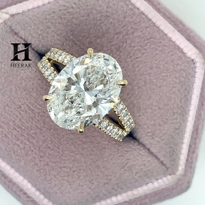 Luxury 5 Carat Oval Cut Engagement <b>Ring</b> 14K Yellow Gold Plated <b>Split</b> Shank Lab Diamond Wedding <b>Ring</b> for Women - Product Image 5