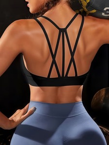 Women's Strappy Cage Back Yoga Sports <b>Bra</b> | Breathable Sheer Detail Activewear Tops | Four-Way <b>Stretch</b> High Elasticity Front - Product Image 5