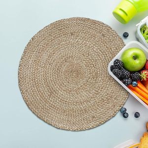 Set de table rond en jute tissé à la main, style bohème, naturel, écologique, résistant à la chaleur, décoration de table, fabriqué au Bangladesh - Product Image 4